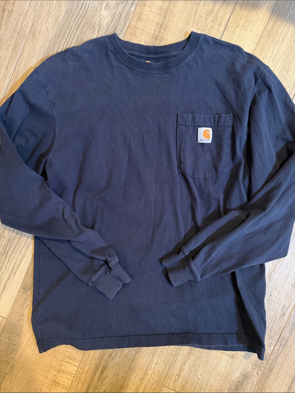 Carhartt Navy Long Sleeve Pocket Tee with Logo